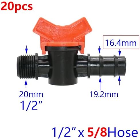 20pcs Drip Irrigation Valve 4/7 3/8/10/12/16/20 /25mm Pipe Garden Tap 1/2" 3/4" Male Thread Water Hose Barb Connector(N) - Image 2