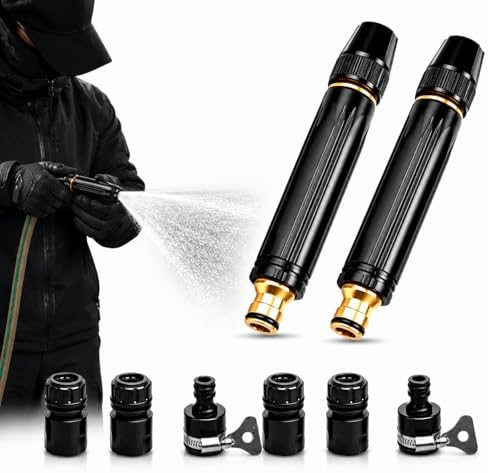 2026 Upgraded High Pressure Power Washer Nozzle with Connector Set, Adjustable Garden Hose Sprayer for Car Washing, Patio Cleaning, Watering, Durable Metal Hose Attachment for Outdoor Cleaning(2 PCS) by BUYHAZ