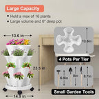 GameXcel Vertical Planter Tower - 4 Tier Stackable Garden Planters with Wheels and Tools Plant Pots for Strawberry Herb Flower and Vegetable Indoor Outdoor Use White - Image 6