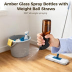4 Pcs Amber Glass Spray Bottles, 125ml Empty Refillable Containers with Weight Ball Straws, Adjustable Nozzles, 6.7 x 1.8 in Dark Spray Bottles for Cleaning Solutions, Plants, Hairs - Image 4