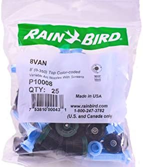 Rain Bird 8VAN Variable Arc Adjustable Sprinkler Nozzle w/Screen, 8 Foot Radius - 25 Pack by RainBird