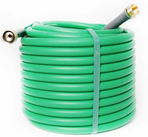 Garden Hose 100 ft, Slim Lightweight All-Weather Water Hose, Flexible and Durable, Leak-Free Connections, EPDM Rubber Hose for Patio, Lawn (Green) by Unknown