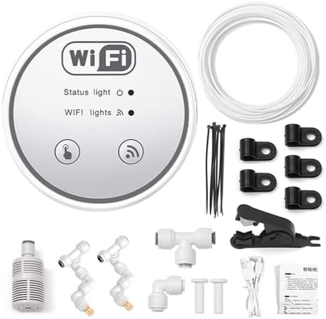 Estink WiFi Gardening Water Timer, Metal Automatic Irrigation System with App Control, Custom Schedules, Quiet Fine Mist Spraying for Garden Balcony Indoor Plants (2 nozzles Set) by Following