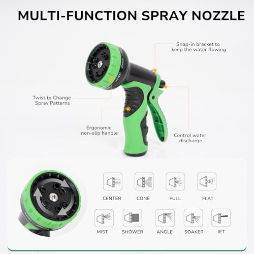 Lightweight Flat Garden Hose 50 FT, 3/4" GHT Flexible Water Hose with Spray Nozzle, Durable 800D Fabric, Kink Free Design, Portable Garden Hose for Lawn, Yard, Car Wash - Image 4