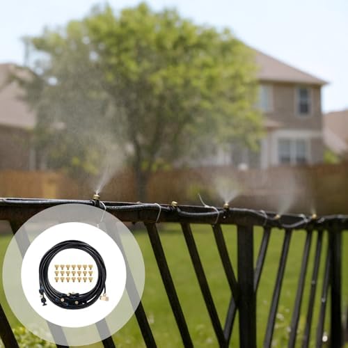 Misting Cooling System for Patio and Garden, 49 ft / 15 Meters Outdoor Mister, 21 Nozzles DIY Misters Kit, Low Pressure Watering System, Brass Nozzles, US Standard Connector - Image 3