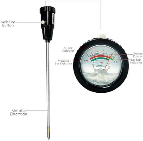 Soil PH Meter, Soil Moisture Sensor Meter Tester Kit Tools, Durable Soil Meter, with 295Mm Long Electrode Probe, Soil Probe Sensor, for Indoor & Outdoor Gardens Plants - Image 3