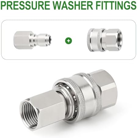 TAISHER 8PCS 304 Stainless Steel 1/4" Female NPT High Pressure Washer Quick Connect Coupler for Pressure Washing Gun Hose Accessories - Image 5