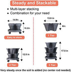 GameXcel Vertical Planter Tower - 3 Tier Stackable Garden Planters with Wheels and Tools Plant Pots for Strawberry Herb Flower and Vegetable Indoor Outdoor Use Dark Gray 2 Pack - Image 7