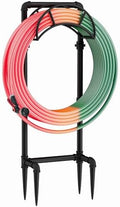 LAND·VOI Freestanding Garden Water Hose Storage Holder Stand for Outside, 160-Ft Hose Heavy Duty Metal Hanger Reel Organizer Outdoor Yard Lawn, Standing Keeper Rack with Ground Stake, Black GHH02B by LAND%C2%B7VOI