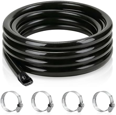 1/2 Inch ID x 100 Feet Black Vinyl Pond Tubing, Kinkproof Flexible PVC Water Garden Hose for Pumps, Fountains and Waterfalls, with 4 Stainless Steel Clamps by Wocloer