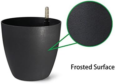 T4U 8.5 Inch Plastic Self Watering Planter with Water Level Indicator Black Set of 4, Modern Decorative Planter Pot for All House Plants, Flowers, Herbs, African Violets, Succulents - Image 6