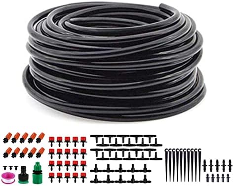 Greenhouse Micro Drip Irrigation Kit, Automatic Irrigation System Patio Misting Plant Watering System, Adjustable Nozzle Emitters Sprinkler Barbed Fittings for Garden, Greenhouse (30M) by Wisecoco