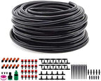 Greenhouse Micro Drip Irrigation Kit, Automatic Irrigation System Patio Misting Plant Watering System, Adjustable Nozzle Emitters Sprinkler Barbed Fittings for Garden, Greenhouse (30M) by Wisecoco