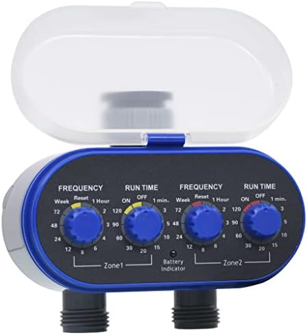2-Outlet Garden Water Timer, Automatic Hose Faucet Irrigation Controller with Independent Ball Valves, Digital Watering System for Lawn and Garden, Blue - Image 3