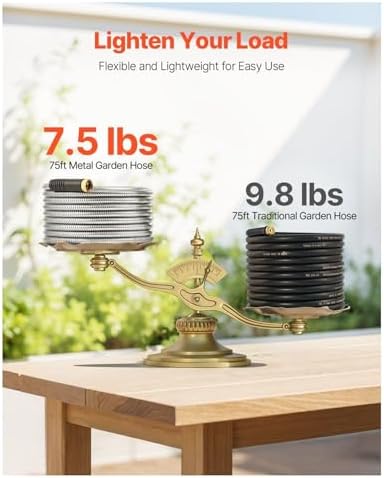 Stainless Steel Garden Hose 75ft, Metal Hose Heavy Duty, Rust Proof Water Hose with 10 Nozzle, Flexible Lightweight Yard Hose for Outdoor Use - Image 4