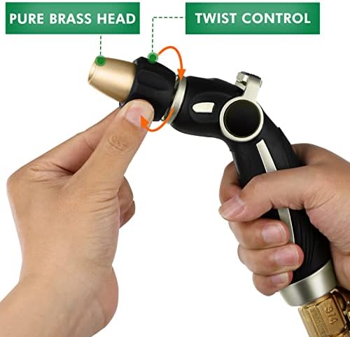 RESTMO High Pressure Hose Nozzle Sprayer, Heavy Duty Brass Head, Metal Water Hose Nozzle for Car Washing, Garden Cleaning, Lawn and Plant Watering, Adjustable Thumb Flow Control - Image 2