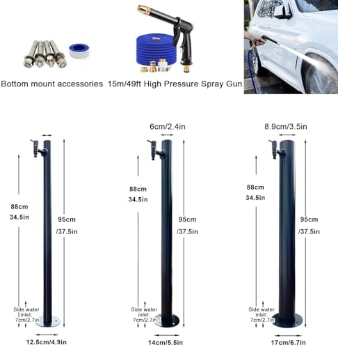 Black Outdoor Water Faucet Stand, Freestanding Antifreeze Garden Hose Holder, Cylindrical Vertical Water Column, 37.5in Tall, Durable, Weather-Resistant, Ideal for Garden Use - Image 5