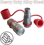 3/8" Flat Face Hydraulic Quick Connect Coupler Set,3/8" NPT Thread,5076 PSI,ISO 16028 Standard,with Dust Caps - Image 2
