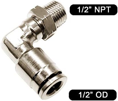 Beduan Brass BPL Push to Connect Air Fittings Elbow 1/2" Tube OD x 1/2" NPT Male 90° Degree Adapter (Pack of 5) - Image 2