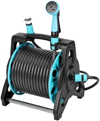 100FT Retractable Garden Hose Reel With Wall Mounted Bracket, Auto Rewind & Any-Length Lock,10-Pattern Spray Nozzle For Car Wash & Garden, Anti-Kink Weather-Resistant Pipe15M by Unknown