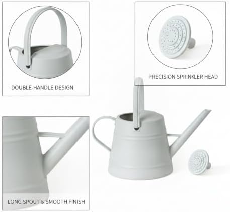 1 Gallon Plastic Watering Can with Long Spout & Dual Handles for Indoor Plants, Hanging Baskets - White, Yellow, Green, Gray - Image 6