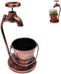 Rustic Faucet‑Shaped Metal Planter, Vintage Bucket Plant Pot, Detachable Multi‑Purpose Succulent Planter Desktop Decor Entryway Yard Decor,Red Copper by GUASDIE