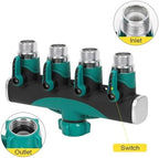 Heavy Duty Metal 4 Way 3/4'' Thread Faucet Splitters with Outdoor Water Tap Connectors Shut Off Valves for Garden Hose Adapter(BSP-1PCS) - Image 6