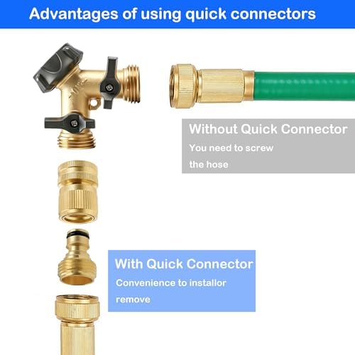 Hourleey Garden Hose Quick Connector, Solid Brass 3/4 Inch GHT Thread Garden Quick Connect Kit, Male and Female No-Leak Water Hose Fittings (8 Set) - Image 2