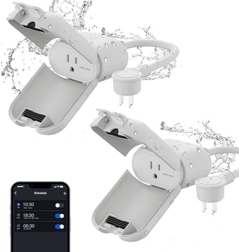 ELEGRP PQR11 Outdoor Smart Dimmer Plug Waterproof IP66, Smart WiFi Plug Compatible with Alexa & Google Assistant, Outdoor Dimmer for String Lights, No Hub Required, UL Certified, 2 Pack, Grey by ELEGRP%7CELEGROUP