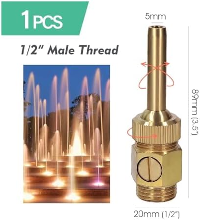 1 piece 1/2 3/4 1 Adjustable Brass Fountain Nozzle Built-in Valve Water Jet Straight Sprinkler(1I2 Inch male) - Image 2