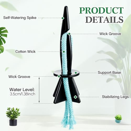 20 Pack Self Watering Spikes for Plants with Wick Rope,Medium - Image 4