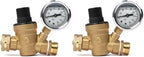 U.S. Solid 3/4" GHT RV Water Pressure Regulator, Adjustable Lead-Free Brass Water Regulator Valve with Gauge & Filter for RV, Camper & Garden Hose (Pack of 2) by USSolid