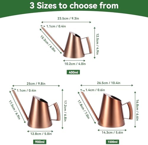 HERCHR Stainless Steel Watering Can, Indoor Watering Can Metal Watering Can for Outdoor and Indoor Plants(1500ml) - Image 7