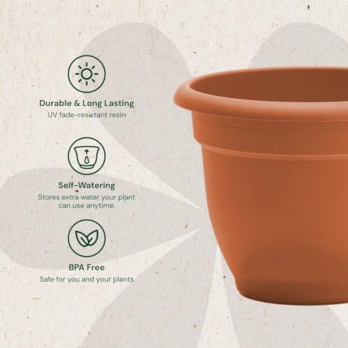 Bloem Ariana 20" Plastic Self-Watering Planter, Terra Cotta, 2-Pack - Image 4
