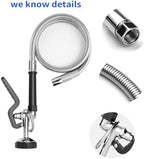 Commercial Sink Sprayer with 45” Stainless Steel Hose, 1.42 GPM Pre Rinse Sprayer, High-Pressure Dish Spray for Restaurant Use, Commercial Faucet Spray Nozzle with Adapters (Black) - Image 6