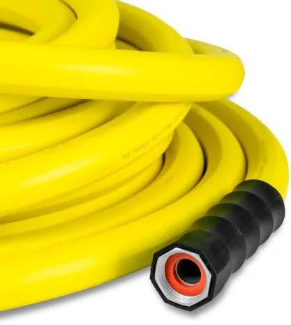 3/4 Inch x 100 Foot Premium Rubber Water Hose, Heavy-Duty Flexible Garden and Utility Hose, High-Visibility Yellow, 450 PSI Working Pressure, 360° Swivel Grip - Image 2