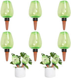 6pcs Plant Self Watering Globes, Plastic Water Bulbs Top Fill, 12.3 oz Plant Watering Devices System Slow Release Terracotta, Water Spikes Stakes for Indoor (Green-6pack) by GEWOSI