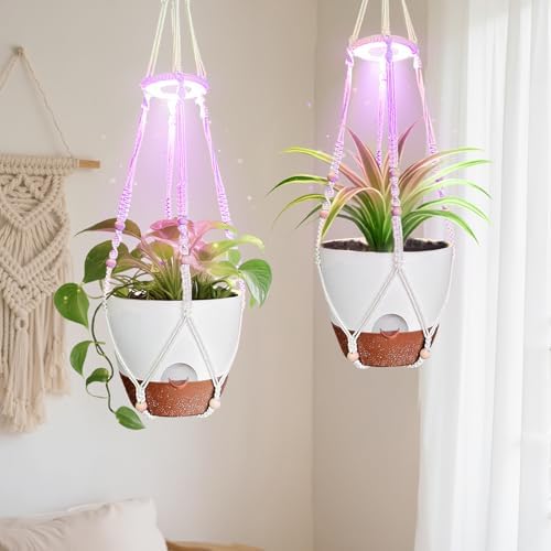 2 Pack Self Watering Hanging Planters with Grow Light for Indoor Plants by Unknown