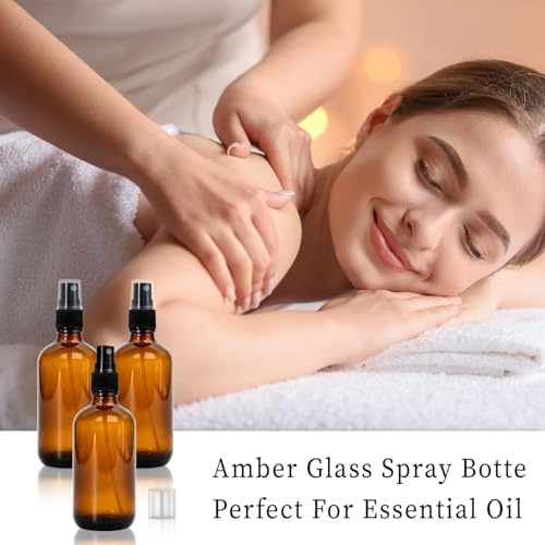 4oz Amber Glass Spray Bottles for Essential Oils with Funnels, Label&Marker - Image 6