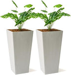 XBrand 28-Inch Tall Square Tapered Planter, Indoor & Outdoor Patio Décor, Set of 2, Light Gray by XBrandHomeGarden