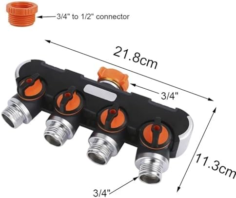 Water Tap Splitter, Garden Hose Splitter 2-Way 4-Way Black 1/2" to 3/4" Thread Quick Connector(Black-4 Way) - Image 4