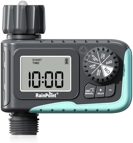 RAINPOINT Sprinkler Timer, Programmable Water Timer for Garden Hose, Outdoor Soaker Hose Timed with Rain Delay/Manual/Automatic Watering System, Digital Irrigation for Yard, Lawn, 1 Outlet by RainPoint