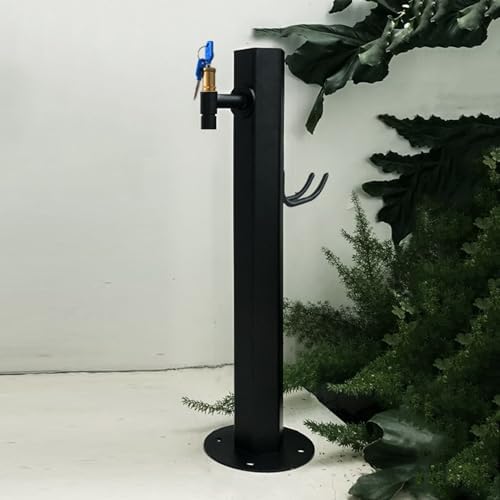 304 Stainless Steel Cylindrical Vertical Garden Water Column with Hose Stand,Outdoor Anti-Freeze Faucet Watering Fountain Irrigation Post,Yard Black F Style by Unknown