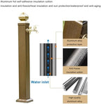 Outdoor Retro Post Faucet, Freestanding Garden Hose Holder Brass Double Outlet Garden Tap, Floor Mounted Water Tap Anti-Freezing Faucet Post for Garde - Image 7