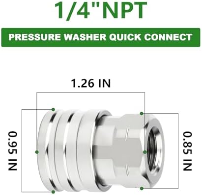 TAISHER 8PCS 304 Stainless Steel 1/4" Female NPT High Pressure Washer Quick Connect Coupler for Pressure Washing Gun Hose Accessories - Image 2