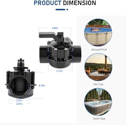 4716 2-Port 2 Inch to 2.5 Inch Diverter Valve Replace Part for 2 Way Positive Seal Diverter Valve Compatible with Ground Pool, Tub & Spa System - Image 6