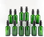 YIZHAO Green Glass Spray Bottles 2oz, with Small Fine Mist Spray, Metal Cap, Refillable for Essential Oil,Travel,Cleaning,Perfume,Aromatherapy,Makeup – 12 Pcs by YizhaoGlassSprayandDropperBottles