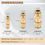 26PCS 5/32" 1/4" 3/8" Brass Dot Air Line Fitting Kit, Straight Union - Image 2