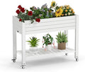 Large Elevated Raised Garden Bed with Legs,Outdoor Planter Box with Storage Shelf Drain Plug Water & Monitor for Backyard,Patio,Balcony(Ashen by GYMHILL