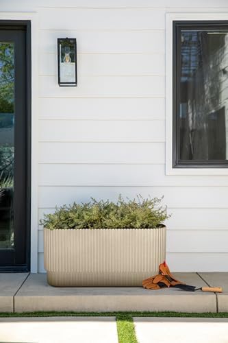 Veradek Demi Series Long Planter for Porch, Patio, Backyard | Durable Plastic-Concrete Material | Modern Décor for Shrubs, Flowers - Image 4